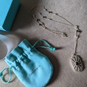 Tiffany & Co sterling silver oval pendant onyx